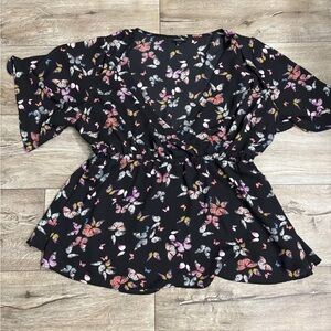 Torrid Black Butterfly Print Blouse